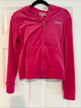 Juicy Couture Vibrant Pink Velour Zip Hoodie